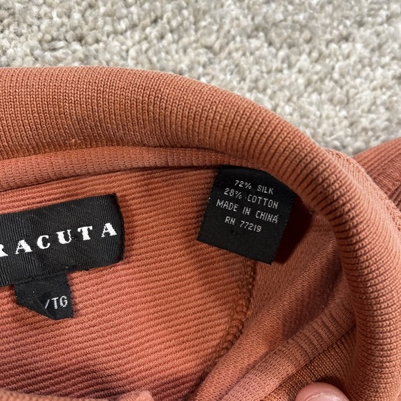 Baracuta XL Polo Shirt Rust Orange Silk Cotton Blend Short Sleeve Ribbed - Picture 3 of 9